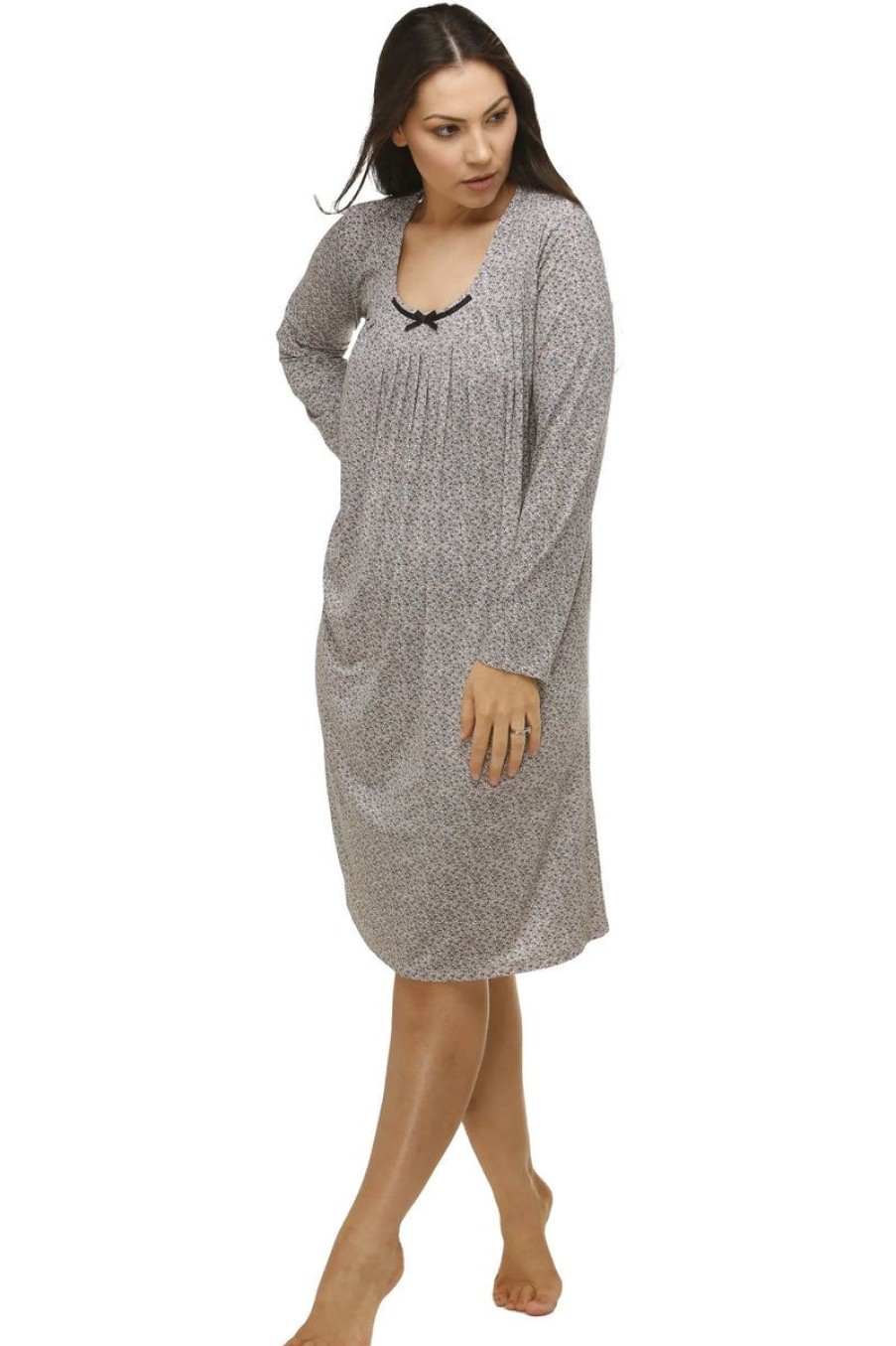 Sleepwear Yuu | Yuu - Ditsy Grosgrain Long Sleeve Dress Mink