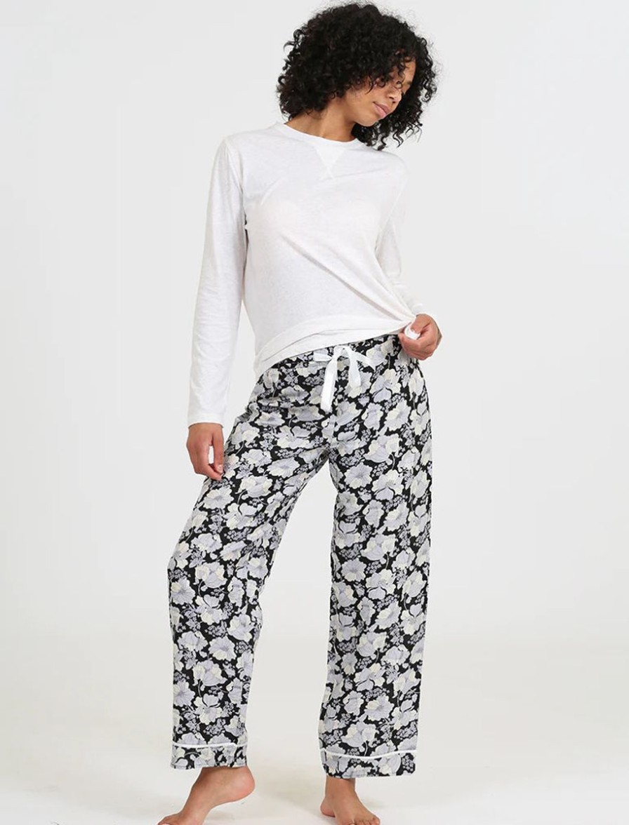 Sleepwear Papinelle | Papinelle - Cara Pant & Organic Cotton Ls Top Black