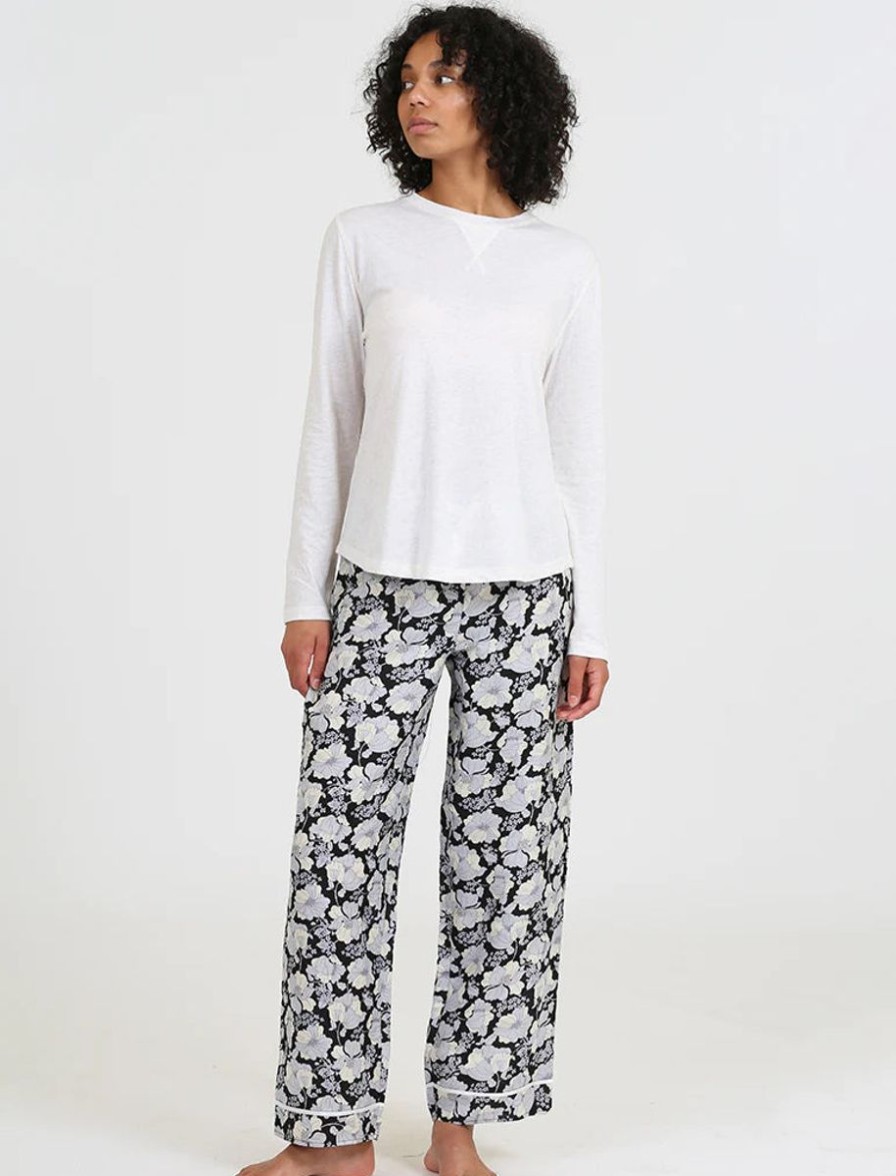 Sleepwear Papinelle | Papinelle - Cara Pant & Organic Cotton Ls Top Black