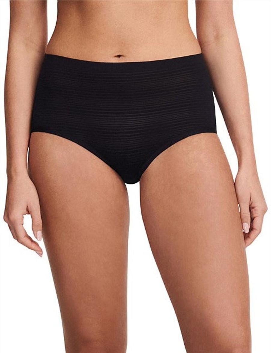 Sleepwear Chantelle | Chantelle - Soft Stretch Stripes High Waisted Brief Black