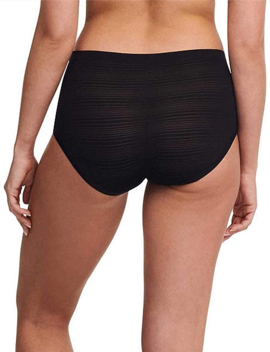 Sleepwear Chantelle | Chantelle - Soft Stretch Stripes High Waisted Brief Black