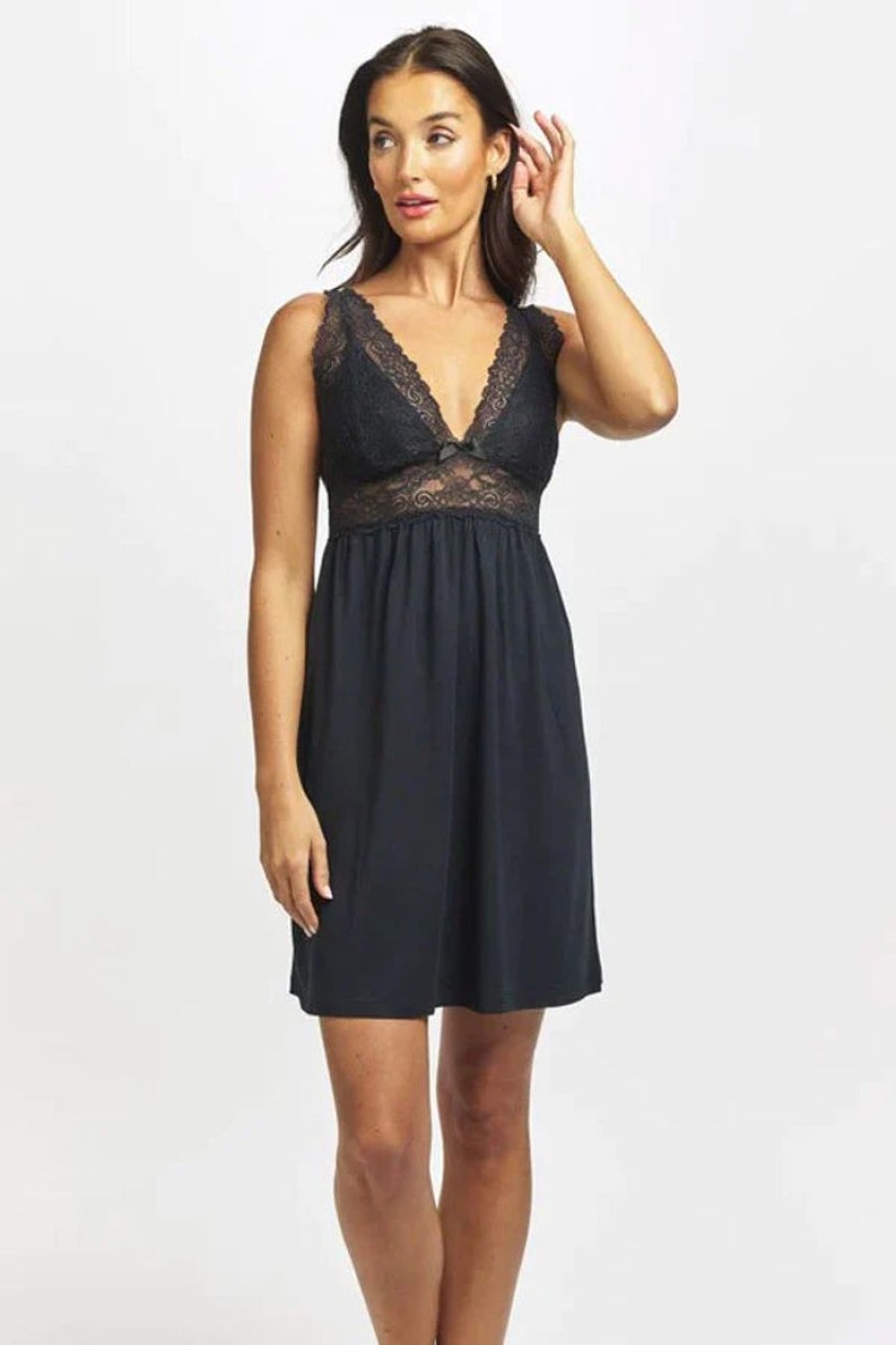 Sleepwear Love u0026 Lustre | Love & Lustre - Butterfly Short Nightdress Black