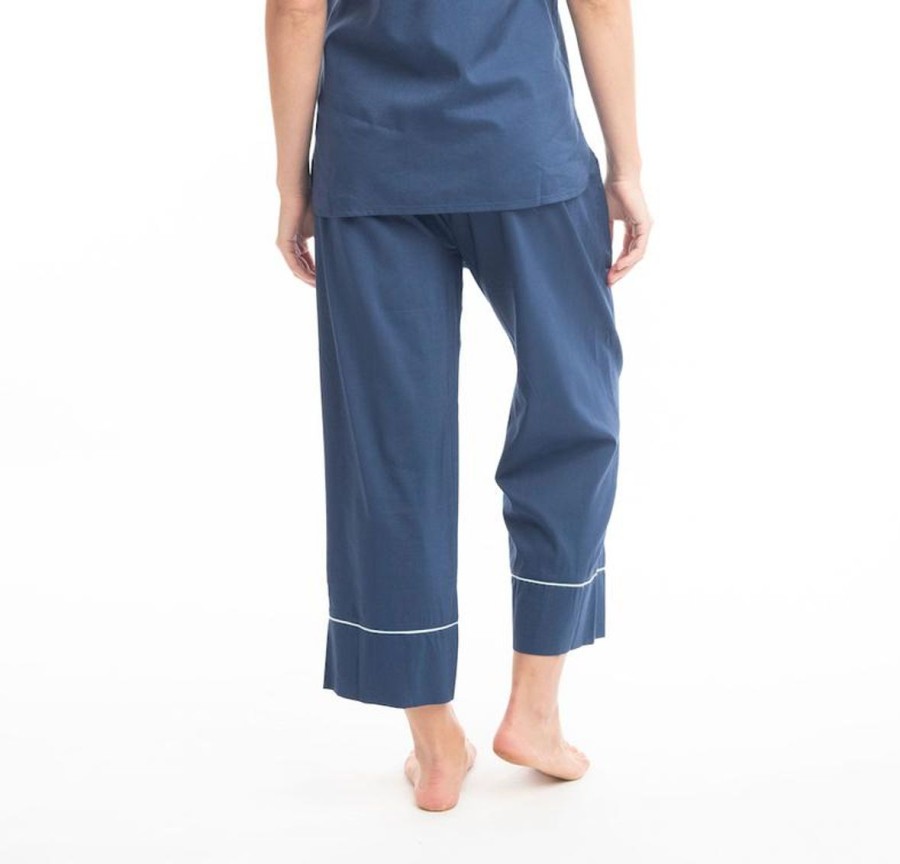 Sleepwear Victorias Dream | Victoria'S Dream - Boudoir Cotton Pj Set | Blue Navy