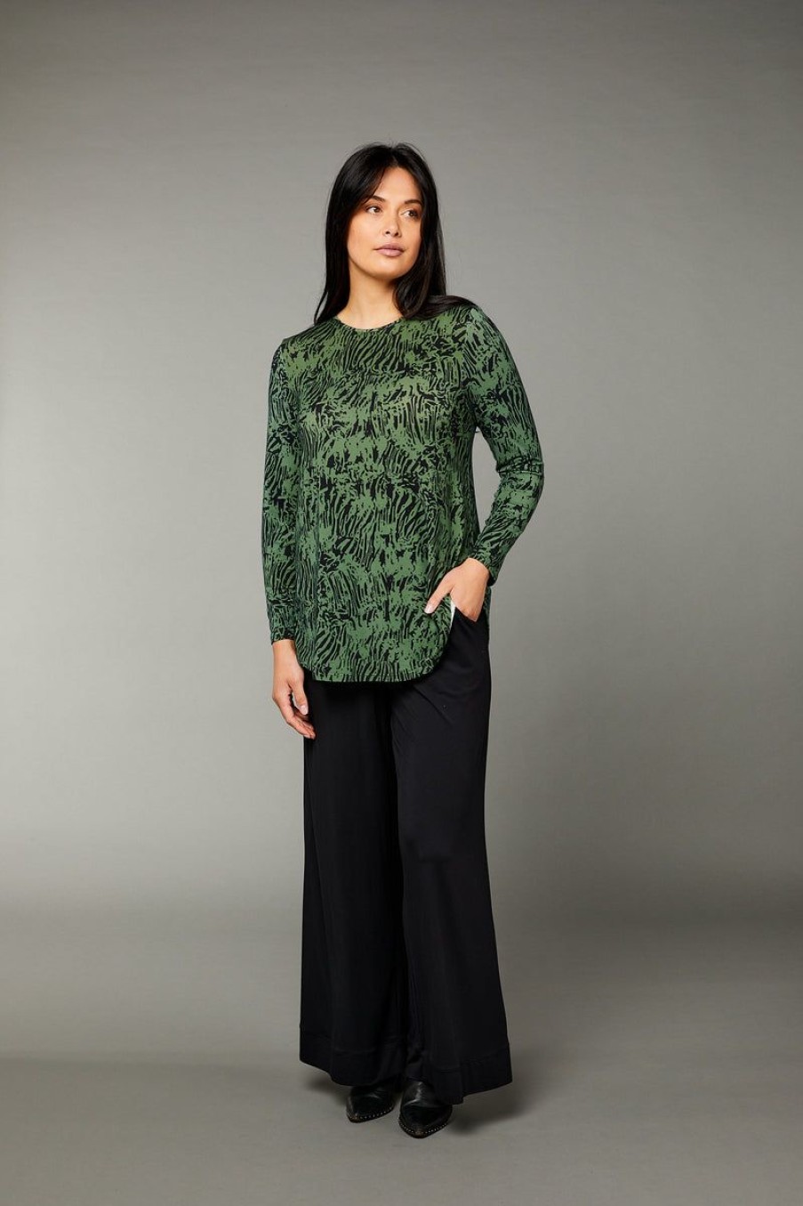 Tani Australia Tani | Tani - Cara Long Sleeve Swing Top Tiger Green