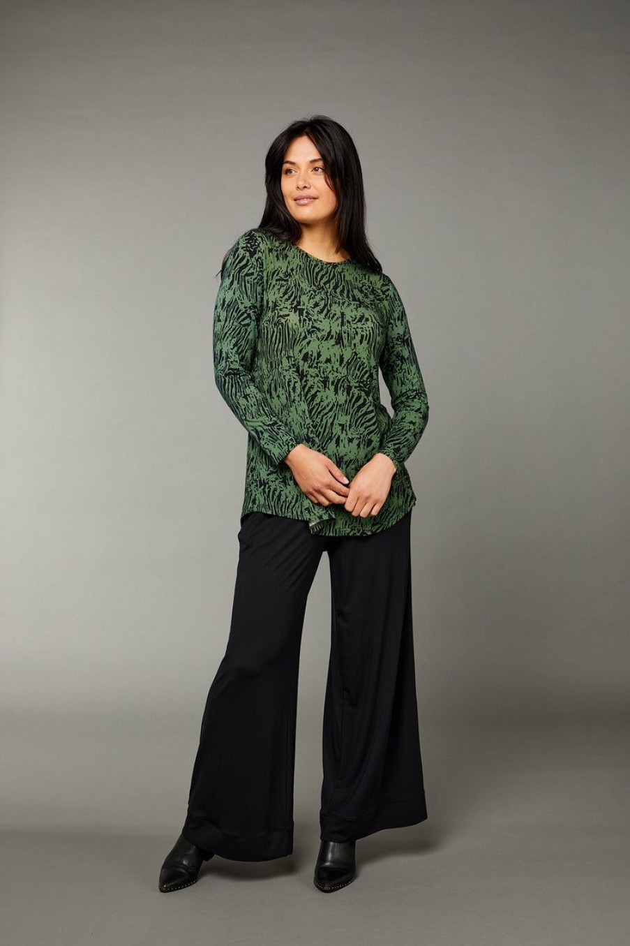 Tani Australia Tani | Tani - Cara Long Sleeve Swing Top Tiger Green