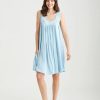 Sleepwear Papinelle | Papinelle - Kate Modal Soft Pleat Front Curved Nightie Powder Blue