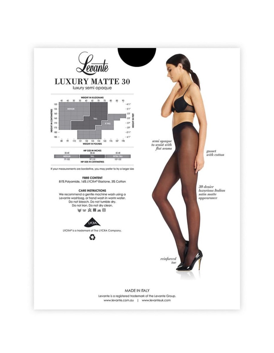 Basics Levante | Levante - Immaculate 30 Matte Semi Sheer Nero