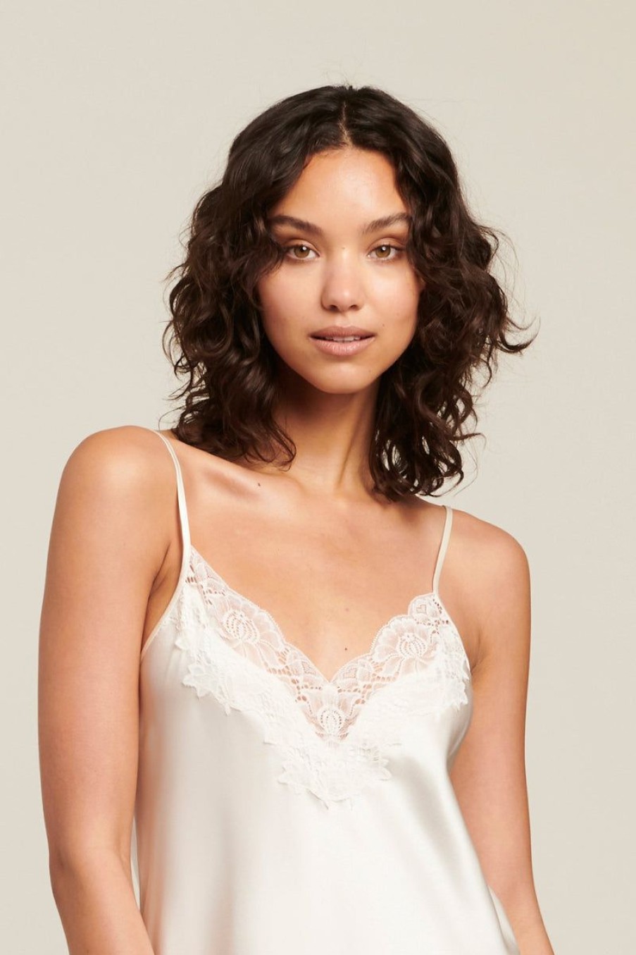 Sleepwear GINIA | Ginia - Silk Lace Chemise Creme