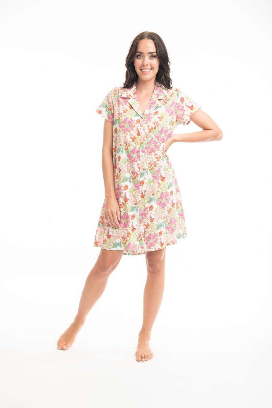 Sleepwear Victorias Dream | Victoria'S Dream - Saki Cotton Shirt Nightie