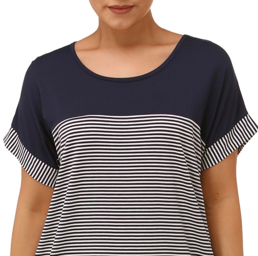 Sleepwear Yuu | Yuu - Short Sleeve Panama Set | Stripe Navy