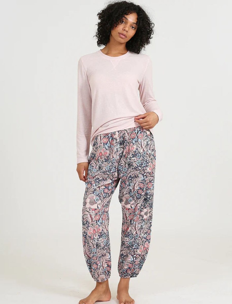 Sleepwear Papinelle | Papinelle - Sienna Organic Cotton Jogger & Feather Soft Top French Blue