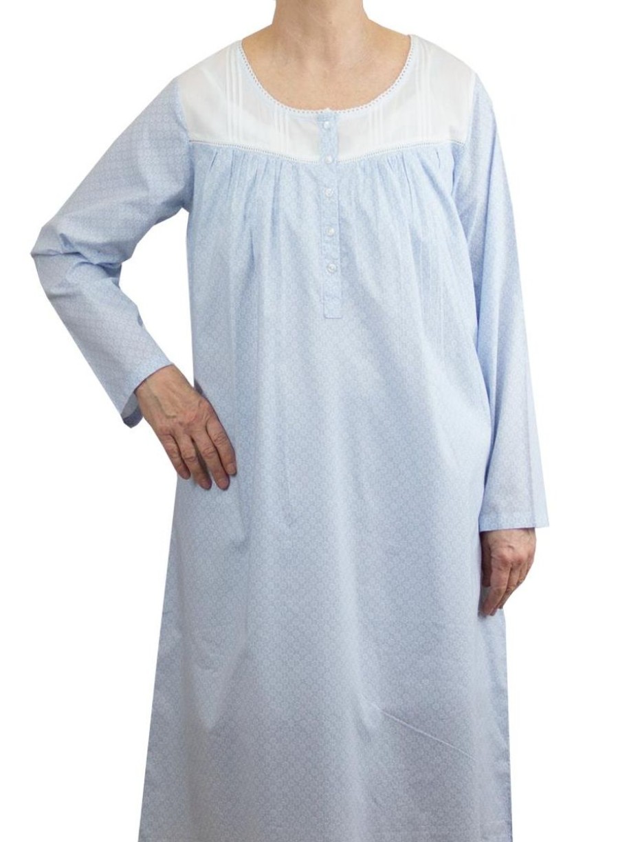 Sleepwear French Country | French Country - Daisy Chain Long Sleeve Cotton Nightie Daisy Chain Blue