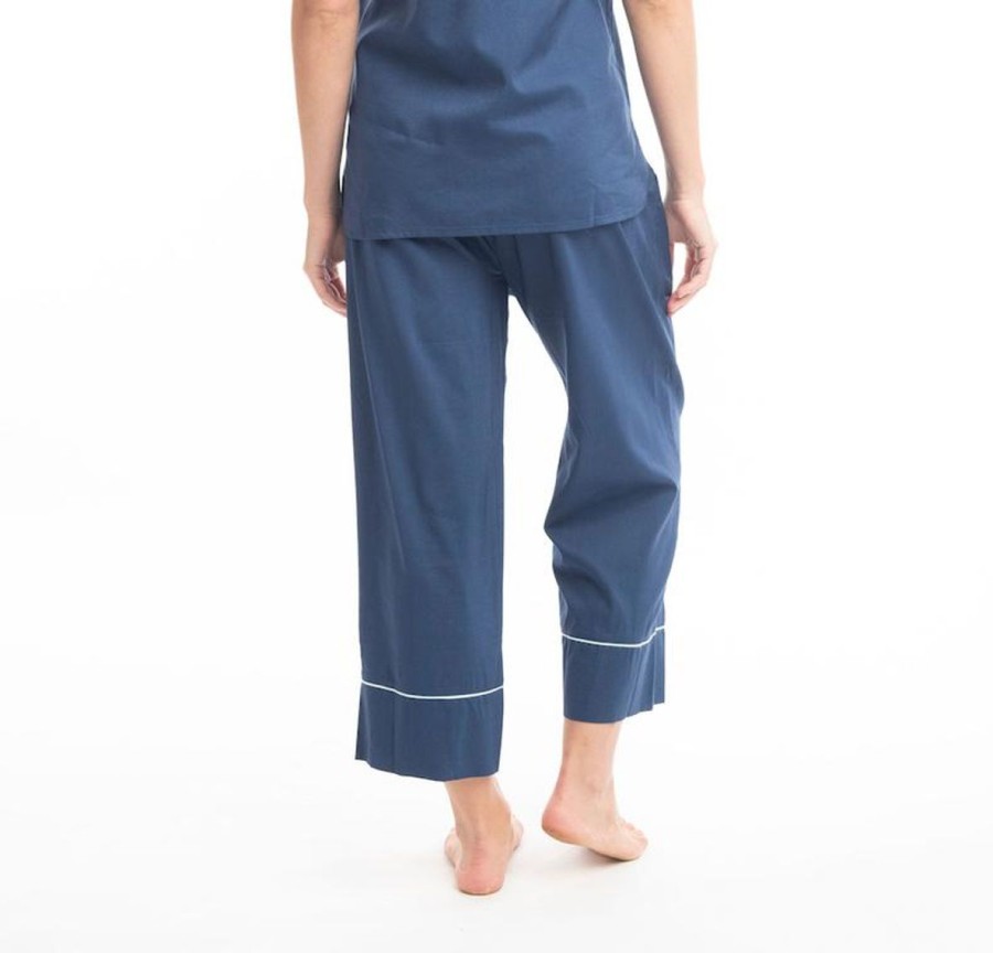 Sleepwear Victorias Dream | Victoria'S Dream - Boudoir Cotton Pj Set | Blue Navy