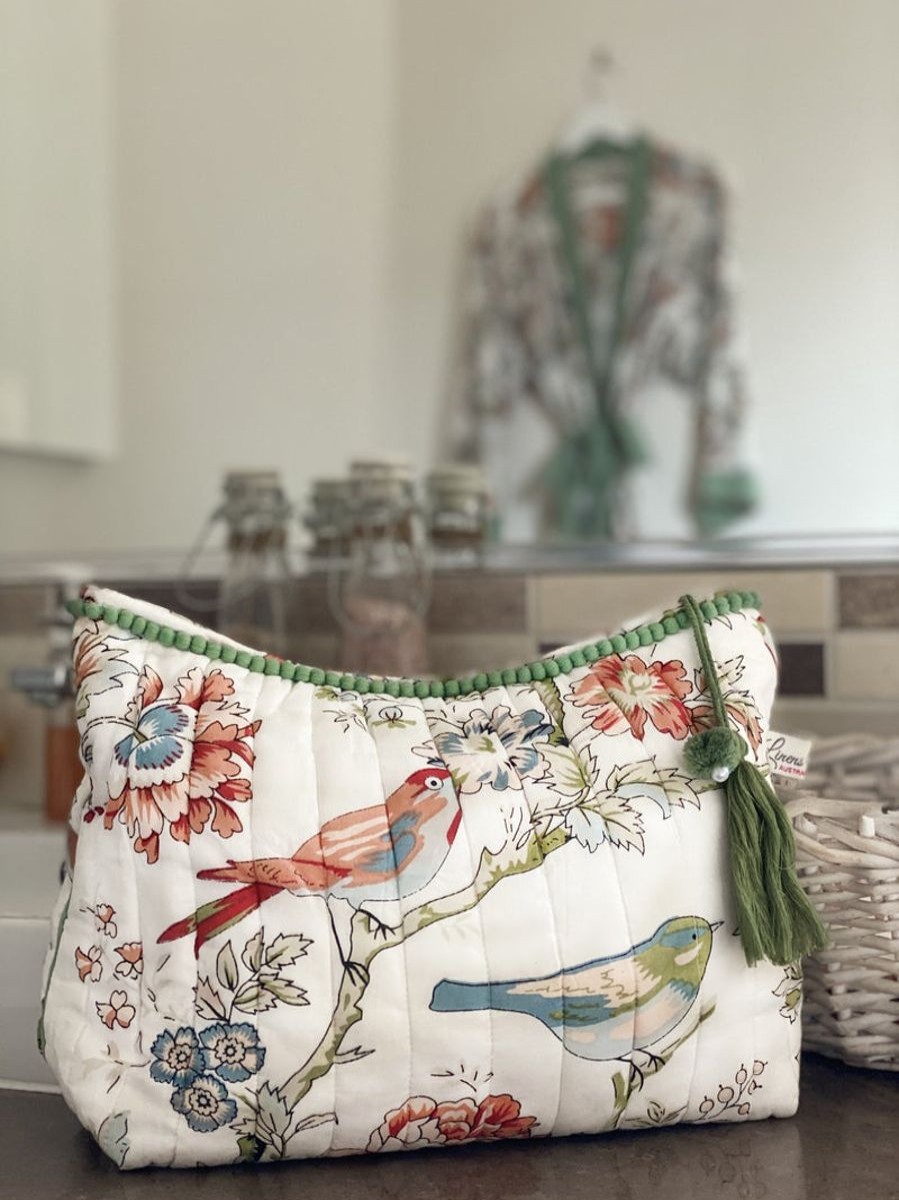 Sleepwear Linens Unlimited | Vintage Birds Cosmetic Bag