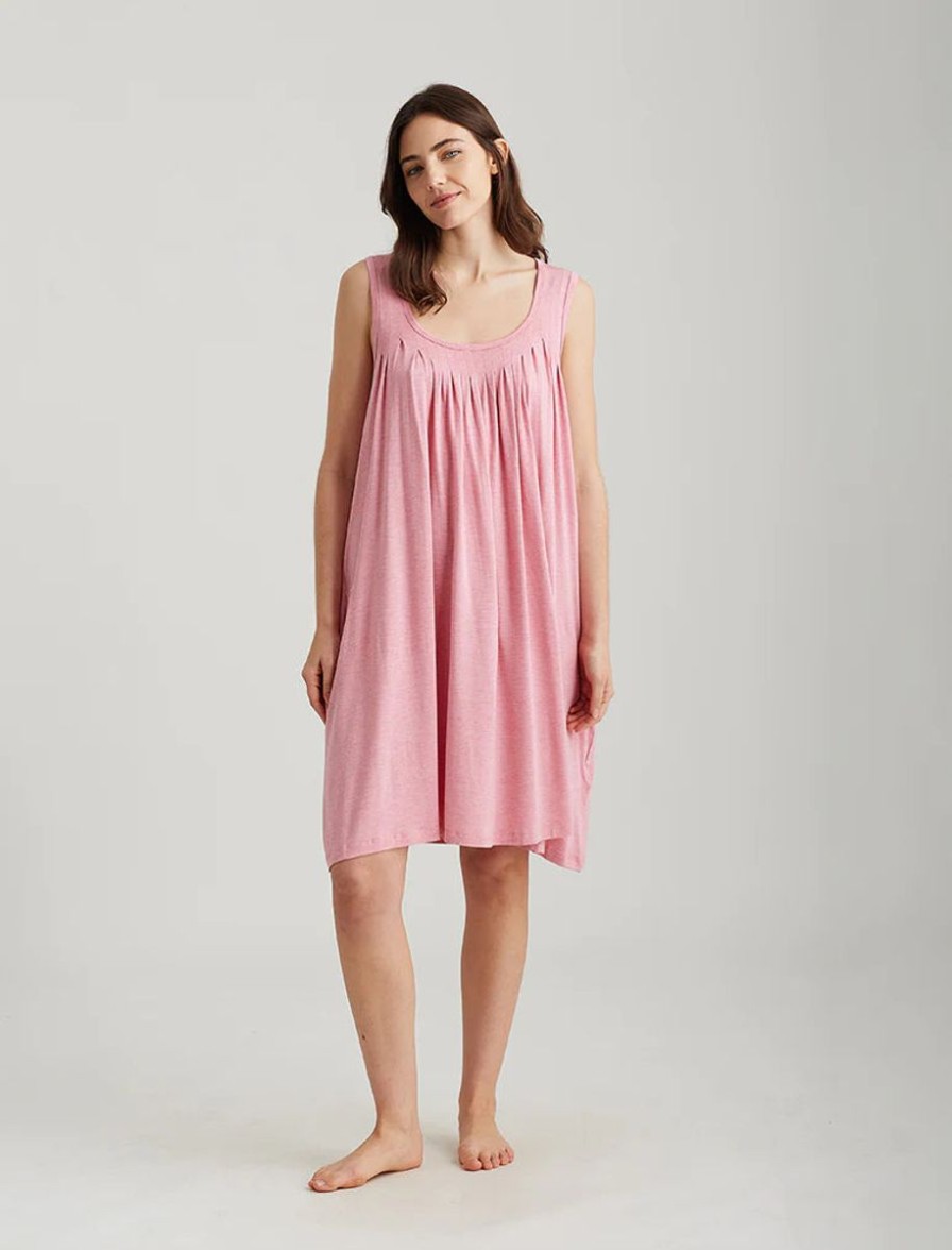 Sleepwear Papinelle | Papinelle - Kate Modal Soft Pleat Front Nightie Wild Rose