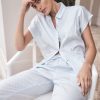 Sleepwear Gingerlilly | Gingerlilly Diamond Cotton Pj Set Blue