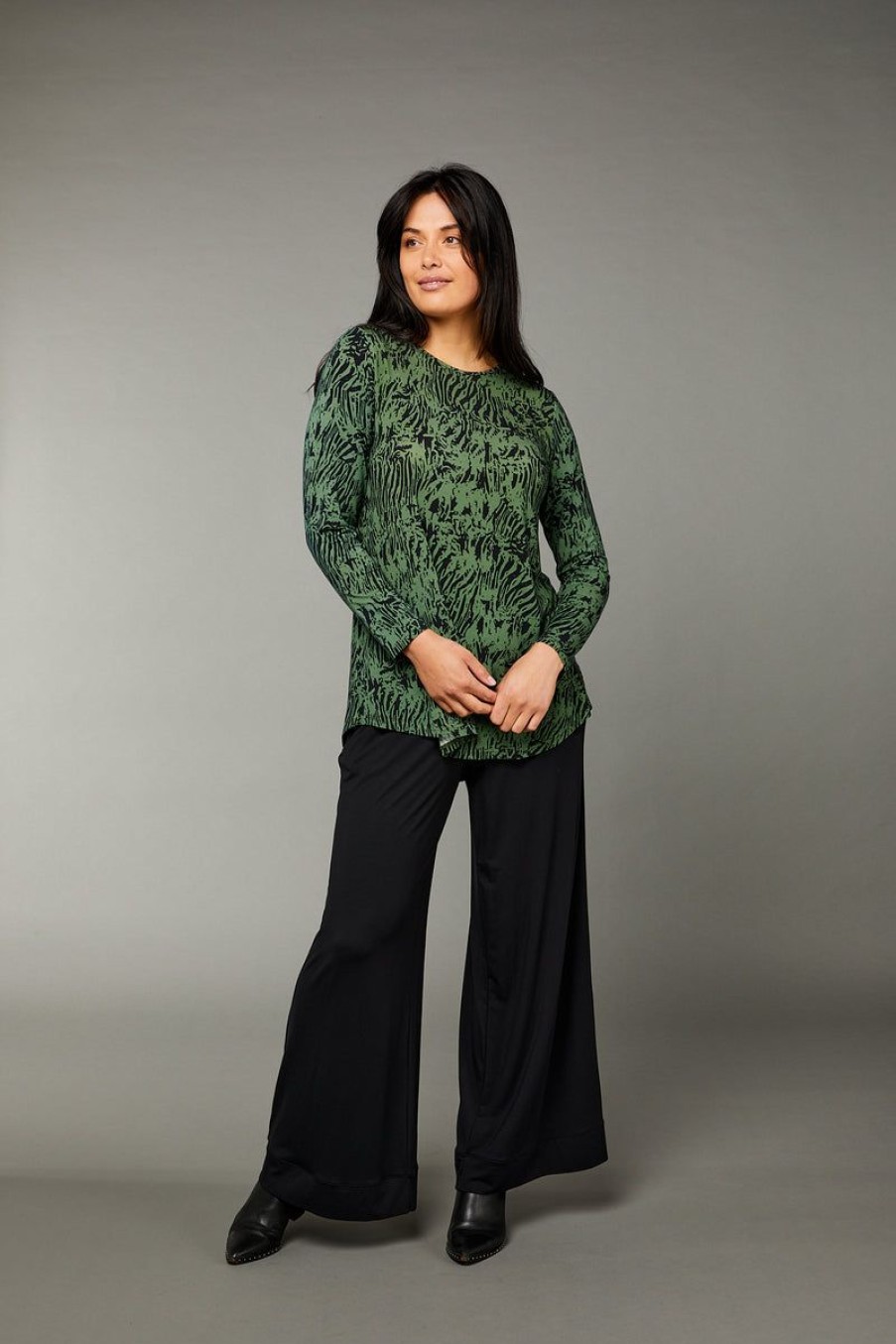 Tani Australia Tani | Tani - Cara Long Sleeve Swing Top Tiger Green