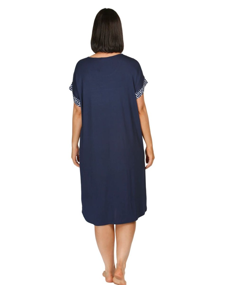 Sleepwear Yuu | Yuu - Cap Sleeve Spliced Ikat Dress Navy