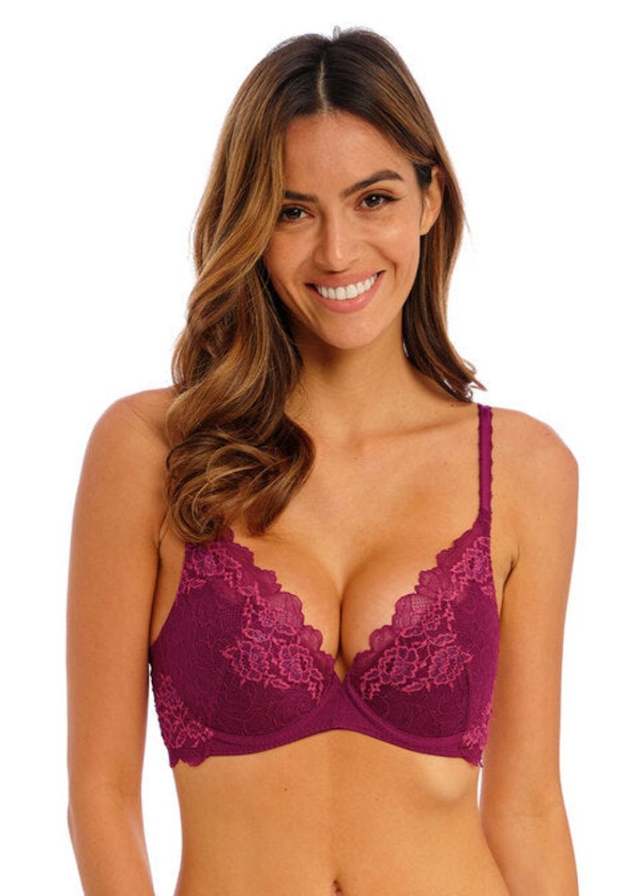 Bras Wacoal | Wacoal - Lace Perfection Plunge Bra Red Plum