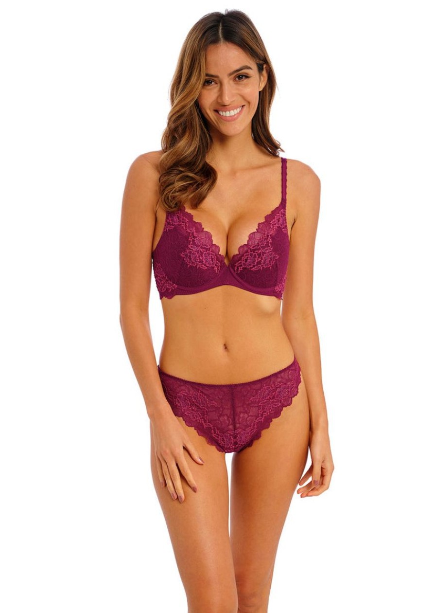 Bras Wacoal | Wacoal - Lace Perfection Plunge Bra Red Plum