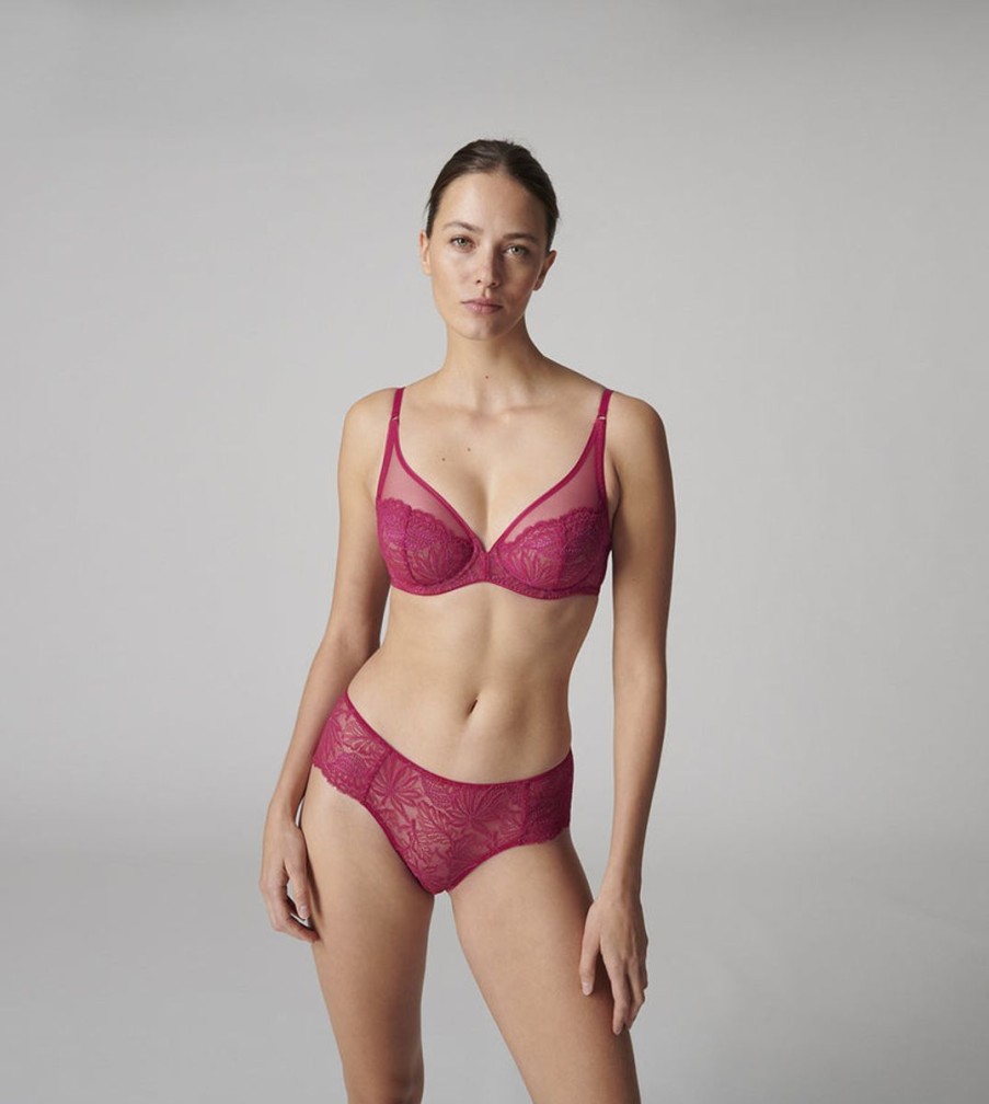 Bras Simone Perele | Simone Perele - Exotica Full Cup Plunge Bra Raspberry