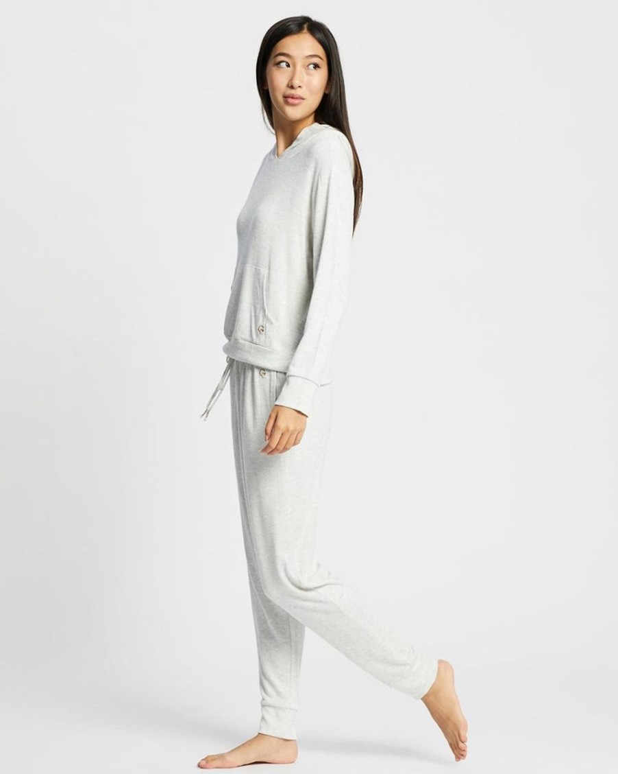 Sleepwear Gingerlilly | Gingerlilly - Marlena Hooded Lounge Set Grey Marle