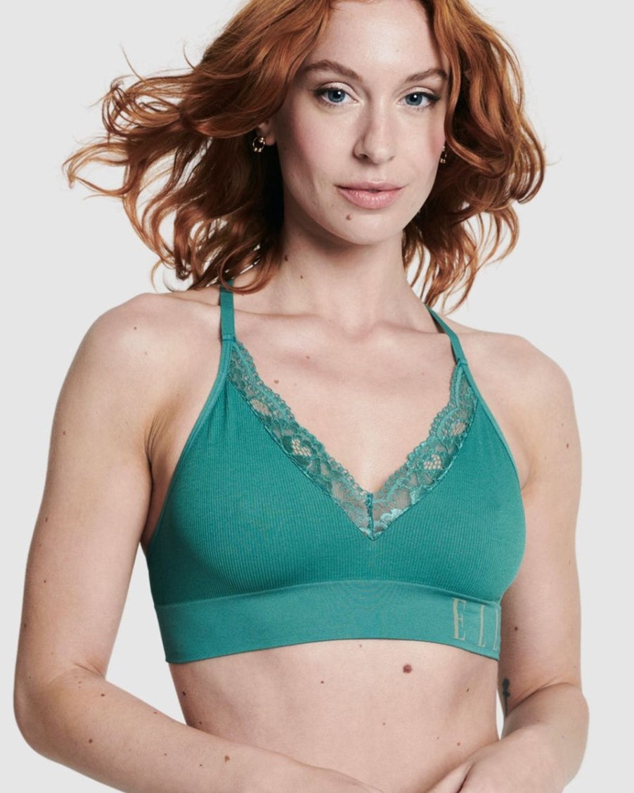 Bras Elle | Elle - Seamless & Lace Bralette Forest Green