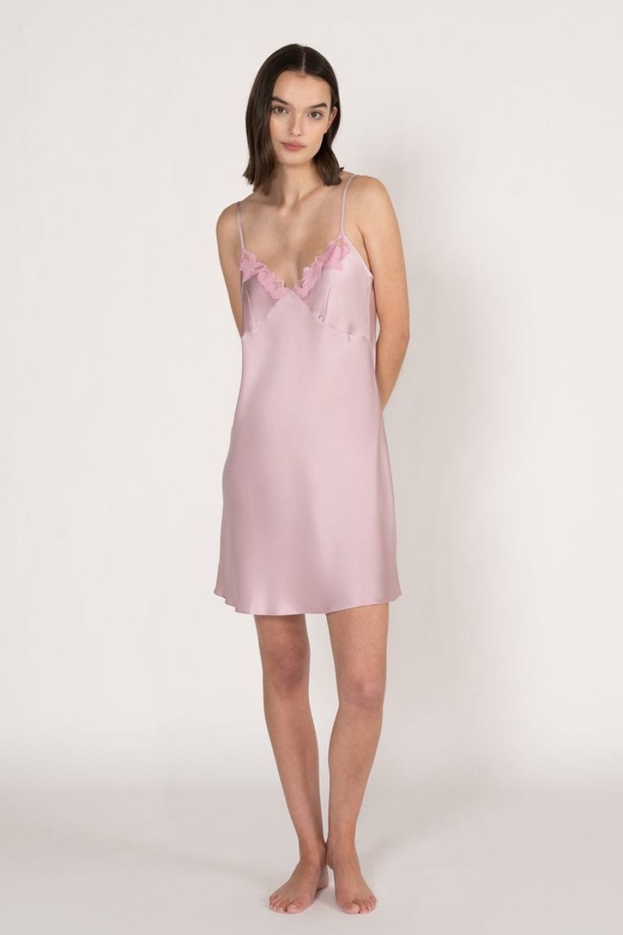 Sleepwear GINIA | Ginia - Lace V-Neck Chemise Hyacinth