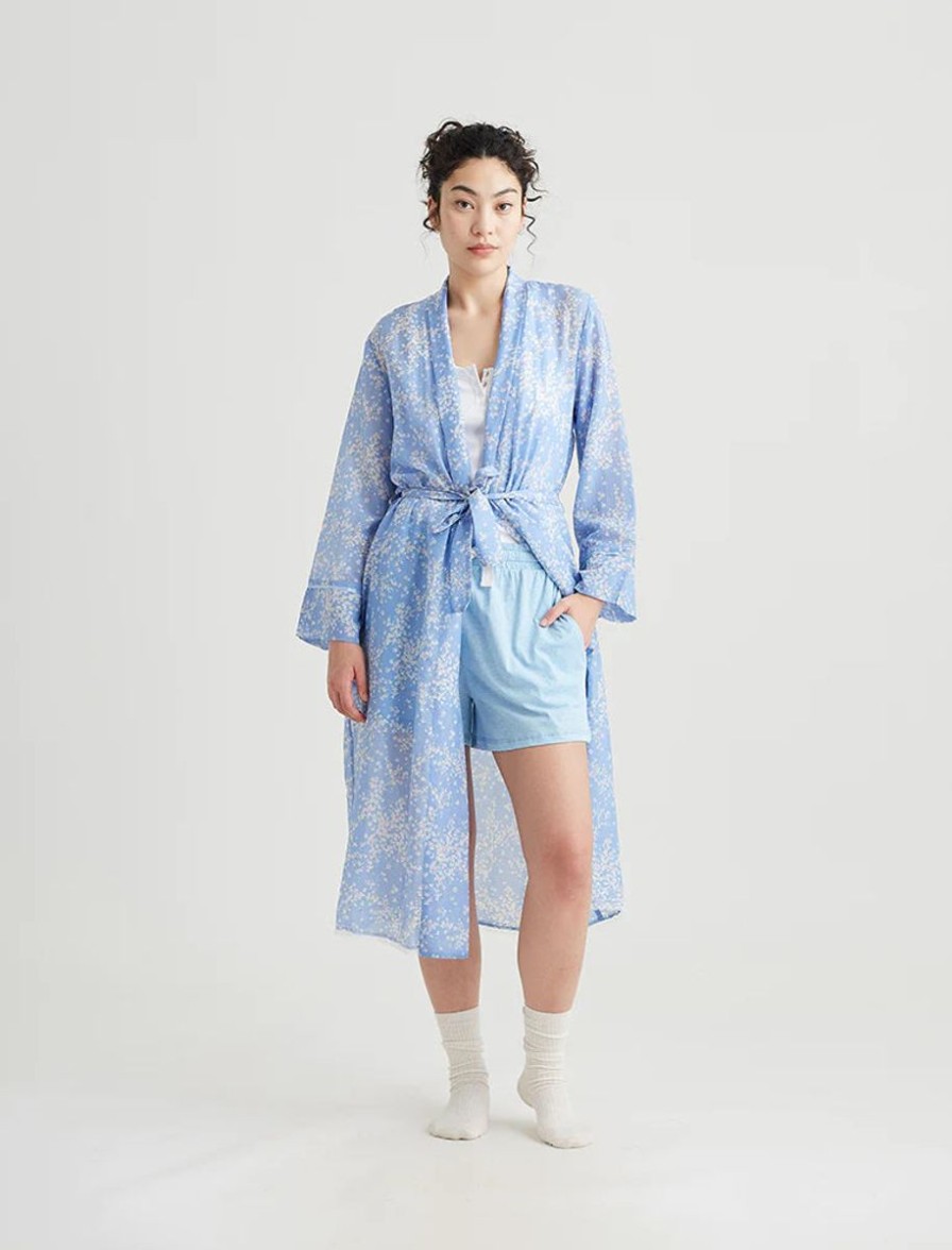 Sleepwear Papinelle | Papinelle - Cheri Blossom Maxi Robe Powder Blue