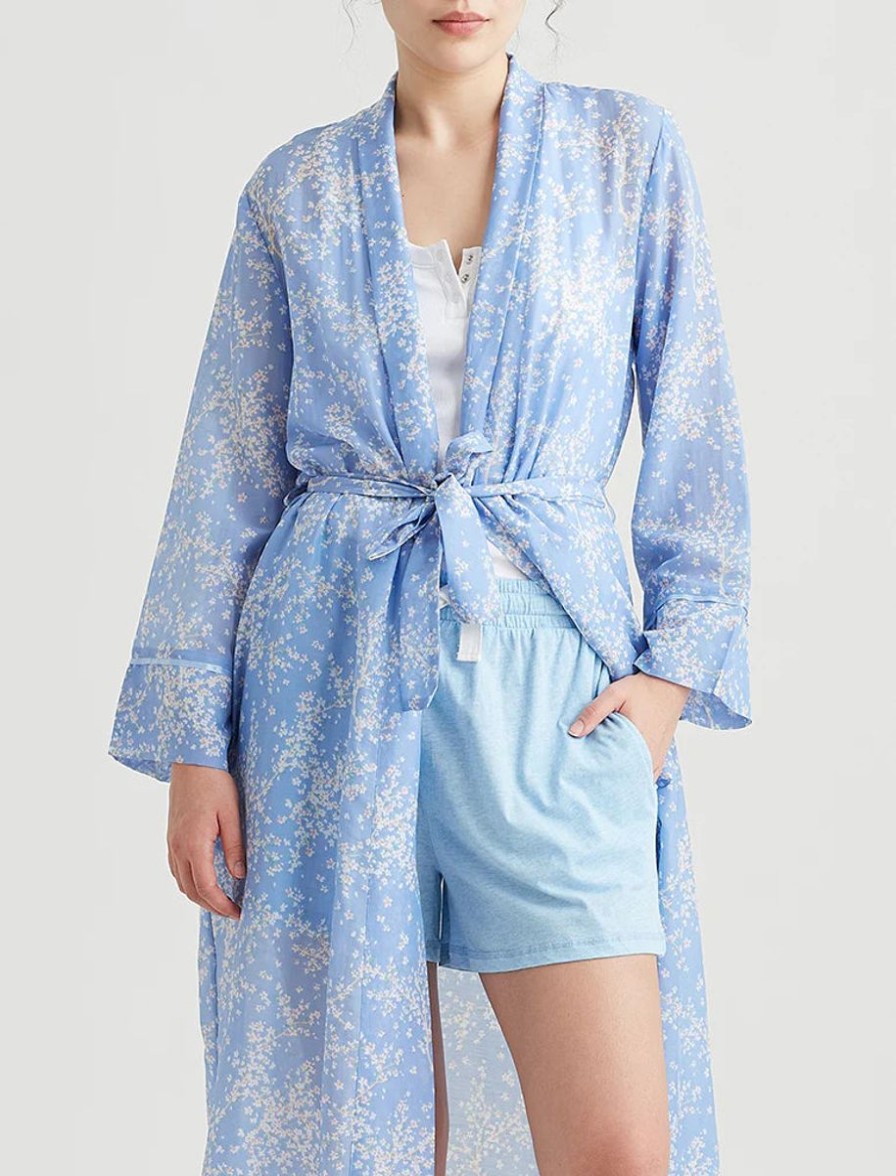 Sleepwear Papinelle | Papinelle - Cheri Blossom Maxi Robe Powder Blue