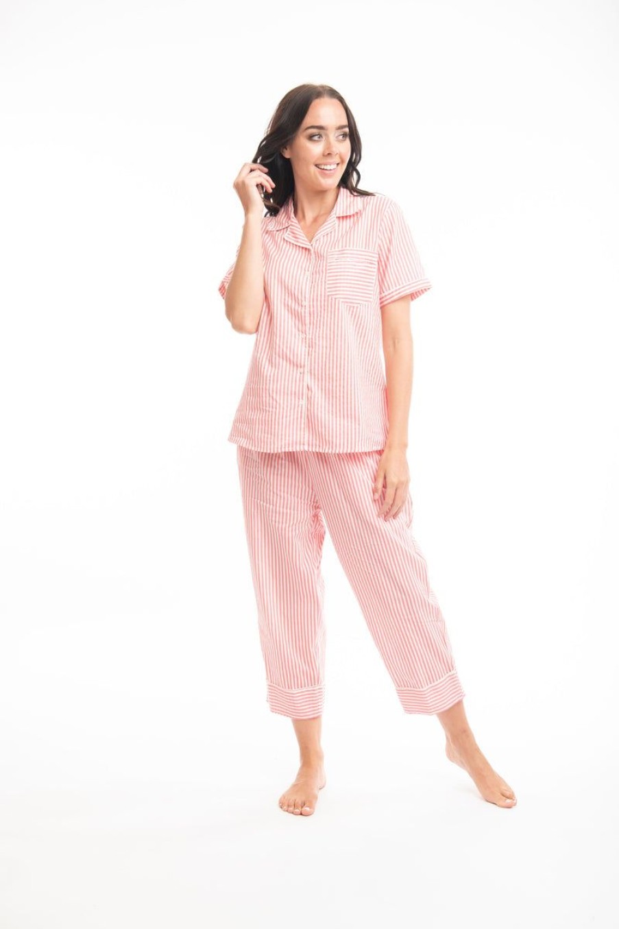 Sleepwear Victorias Dream | Victoria'S Dream - Bendigo Cotton 3/4 Pant Coral