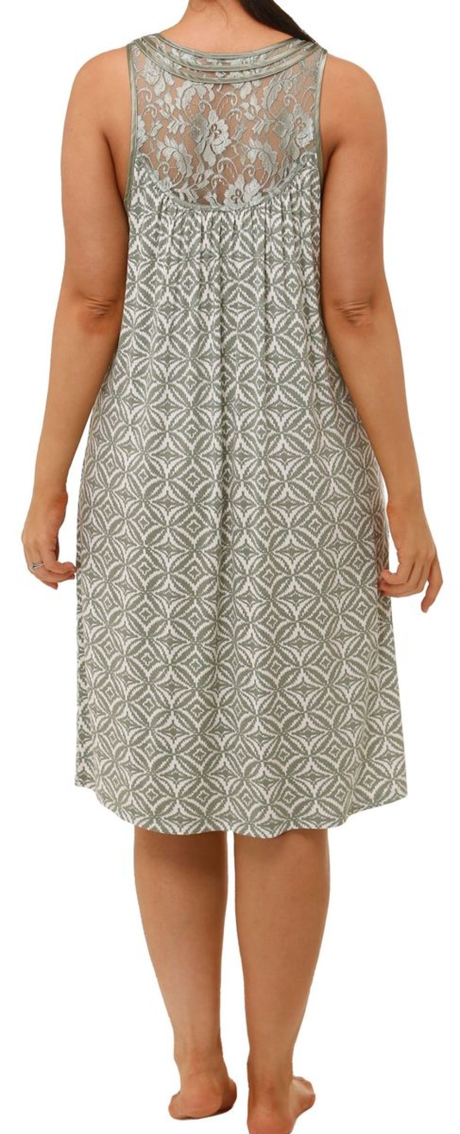 Sleepwear Yuu | Yuu - Sleeveless Lace Aztec Nightie Sage