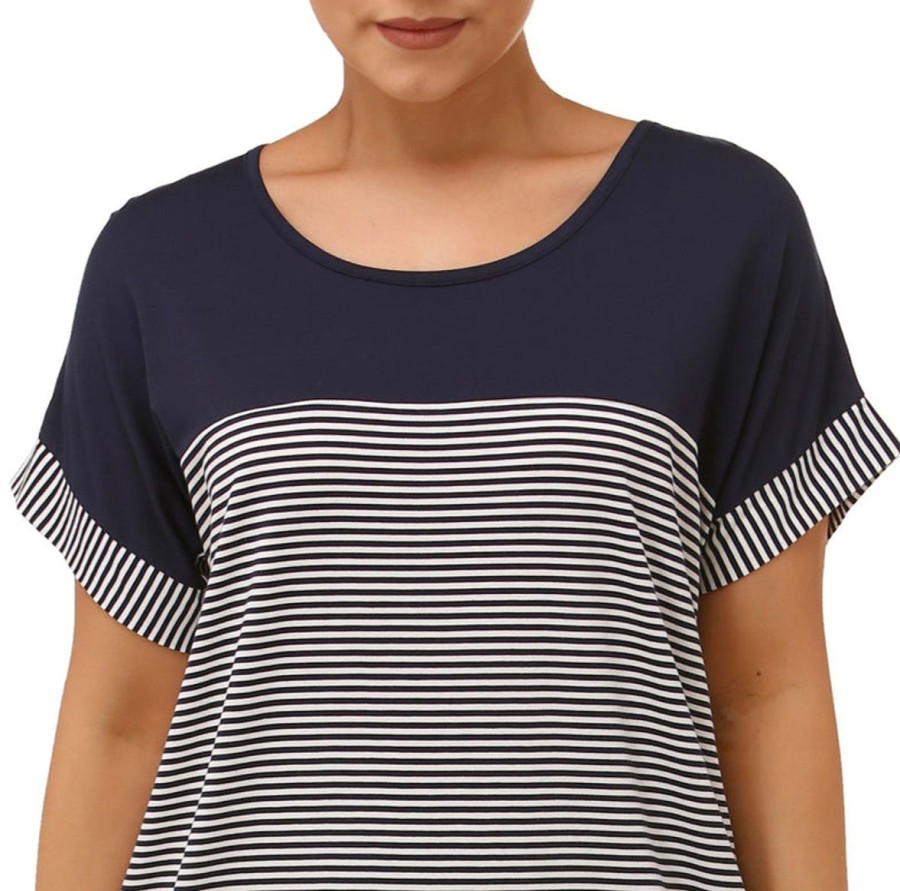 Sleepwear Yuu | Yuu - Short Sleeve Panama Set | Stripe Navy