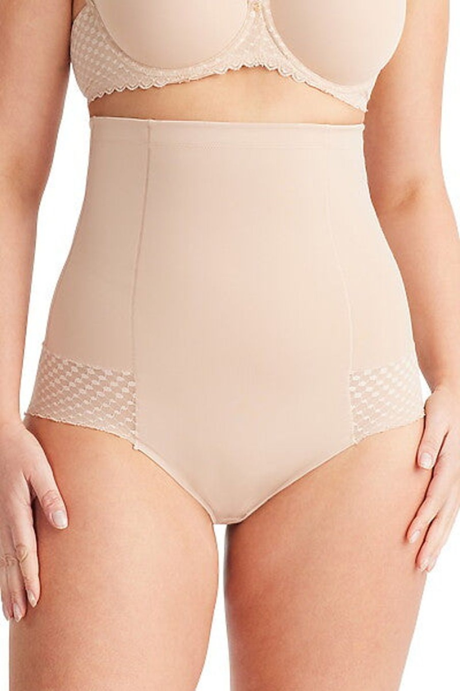 Shapewear Nancy Ganz | Nancy Ganz - Revive Lace High Waisted Brief | Firm Warm Taupe