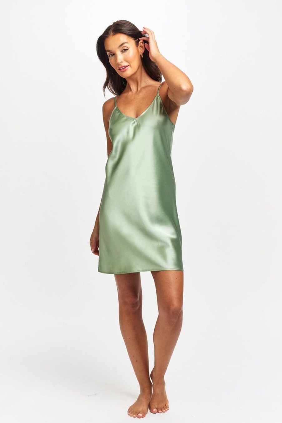 Sleepwear Love u0026 Lustre | Love & Lustre - Silk Chemise Sage