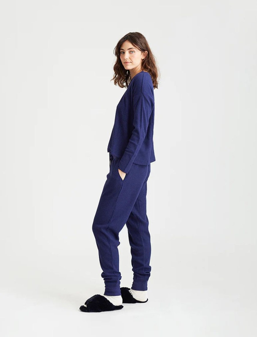 Sleepwear Papinelle | Papinelle - Super Soft Waffle Jogger Navy