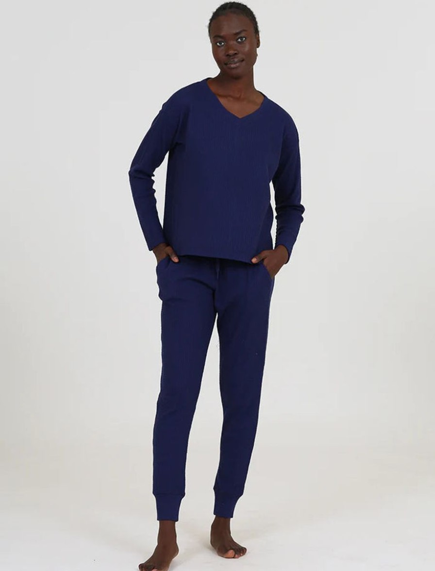 Sleepwear Papinelle | Papinelle - Super Soft Waffle Jogger Navy