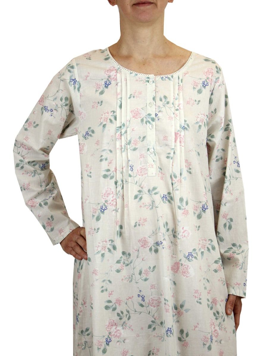 Sleepwear French Country | French Country - 3/4 Sleeve Cotton Nightie Rose Trellis