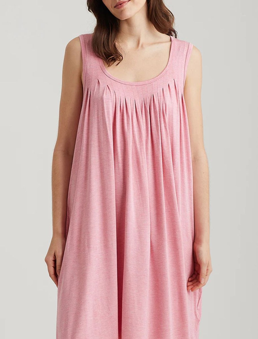 Sleepwear Papinelle | Papinelle - Kate Modal Soft Pleat Front Nightie Wild Rose