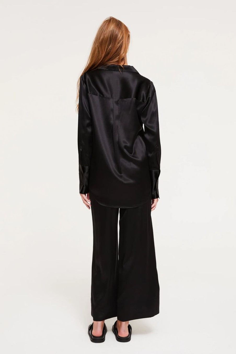 Sleepwear GINIA | Ginia - Oversized Silk Pj Set Black