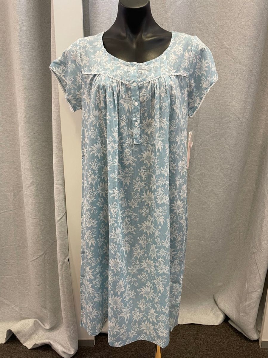 Sleepwear French Country | French Country - Cap Sleeve Cotton Nightie | Country Flower Flannel Flower