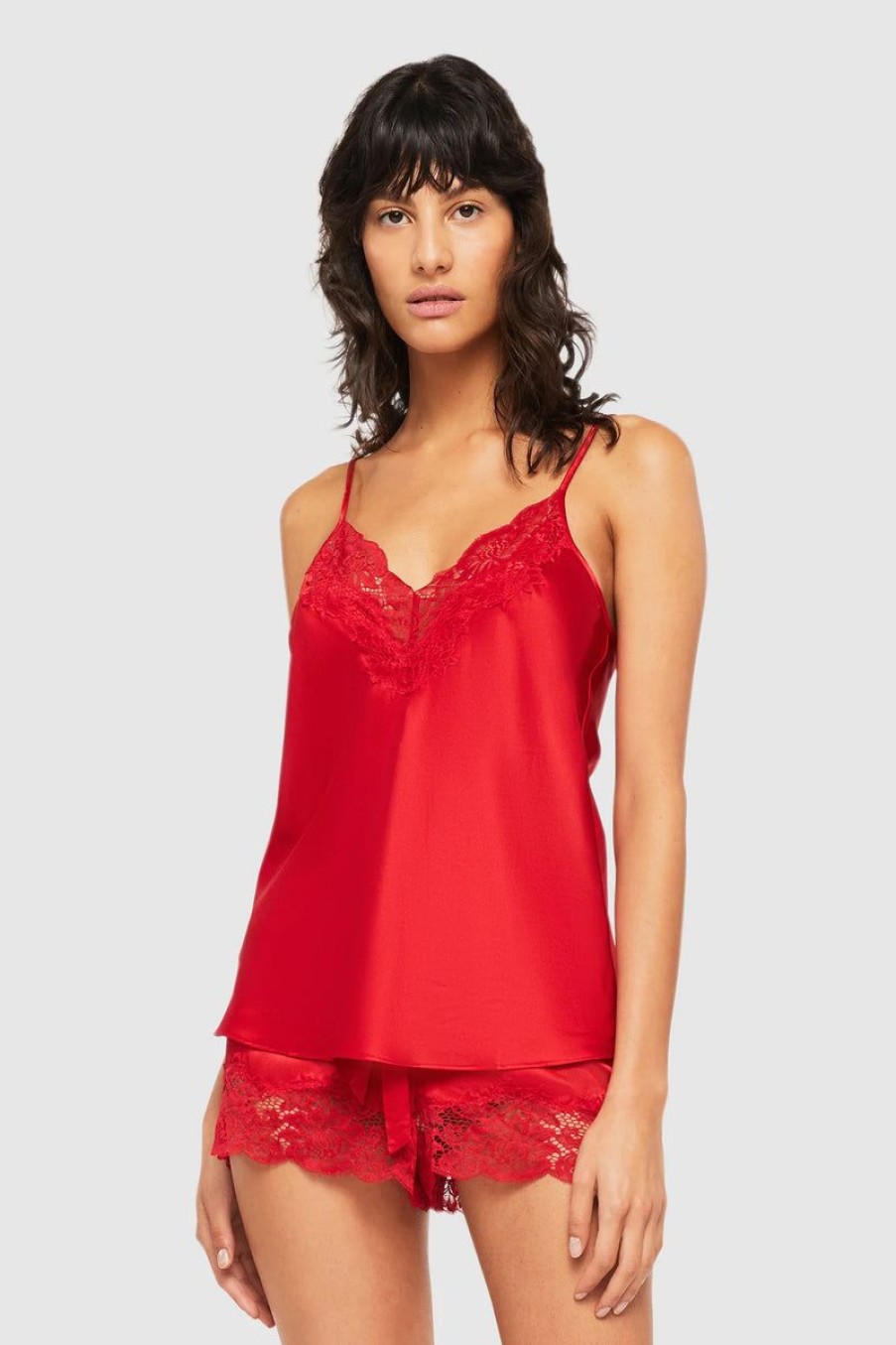 Sleepwear GINIA | Ginia - Silk Lace Cami Red Chili