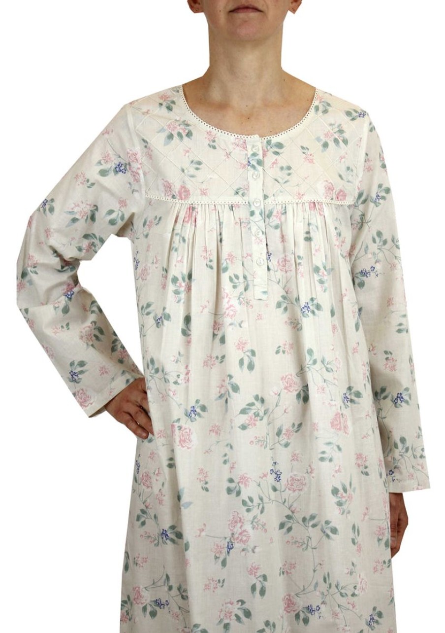 Sleepwear French Country | French Country - Cotton Long Sleeve Nightie Rose Trellis