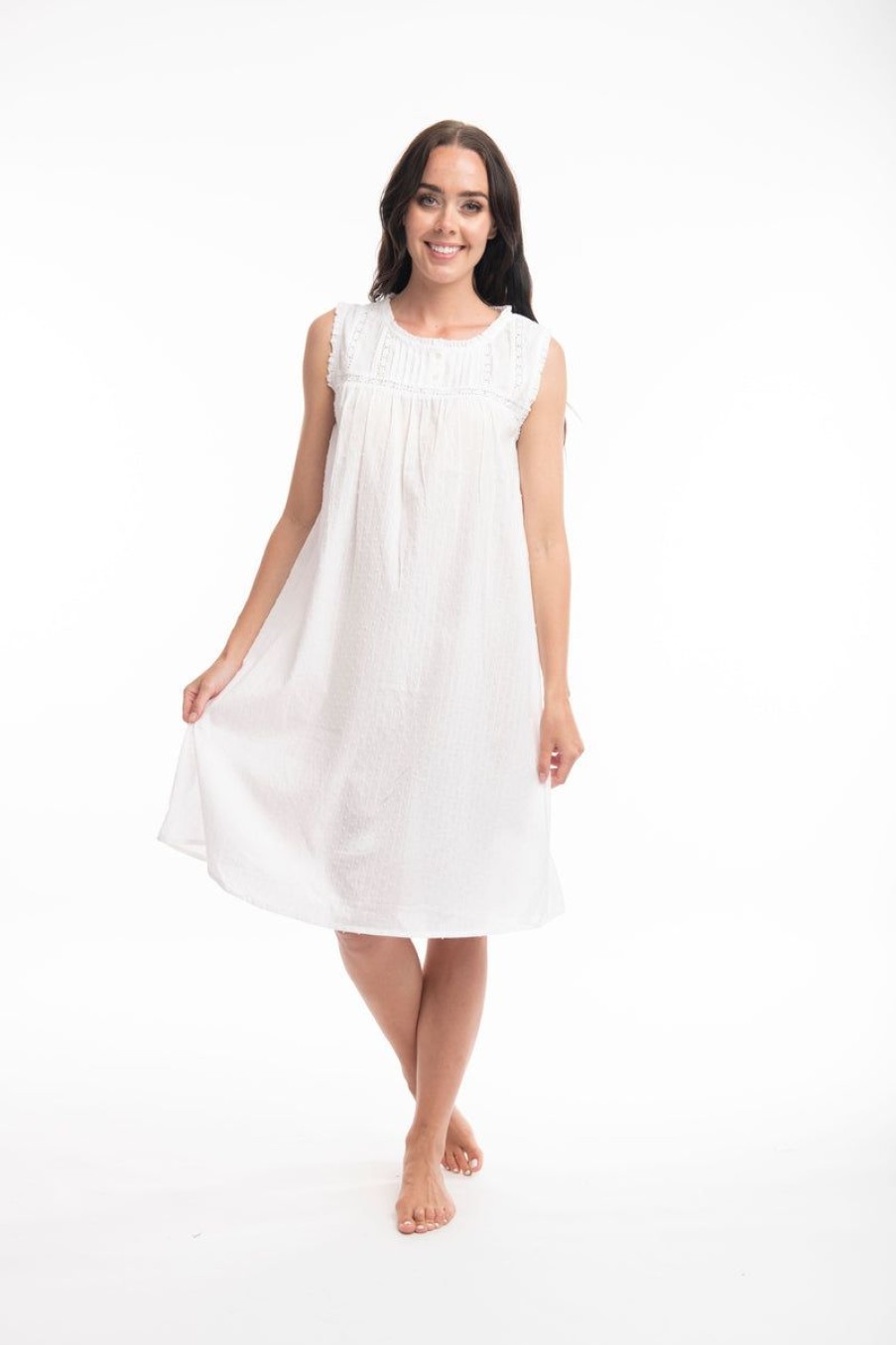 Sleepwear Victorias Dream | Victoria'S Dream - Sara Sleeveless Nightie White