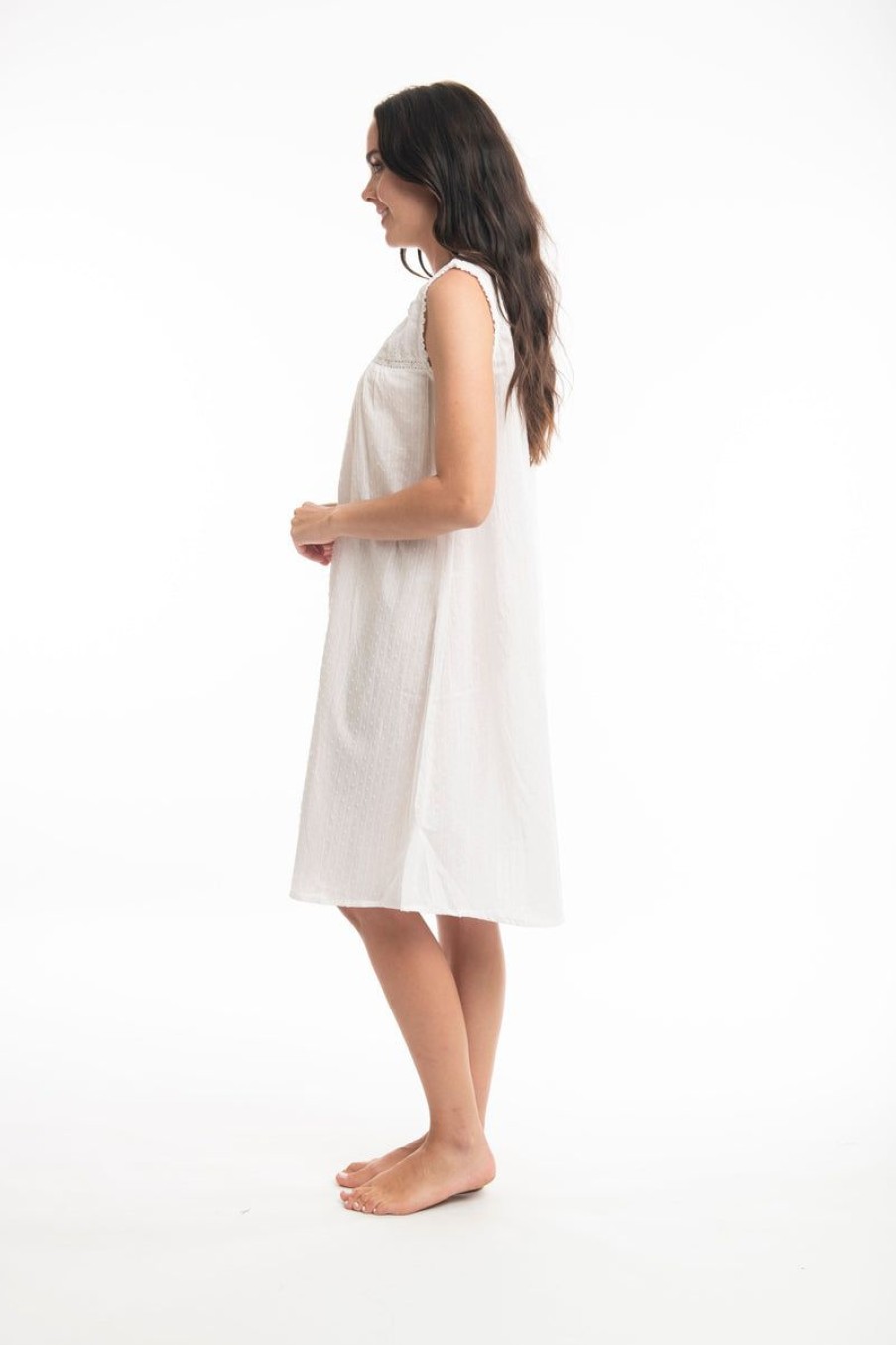 Sleepwear Victorias Dream | Victoria'S Dream - Sara Sleeveless Nightie White