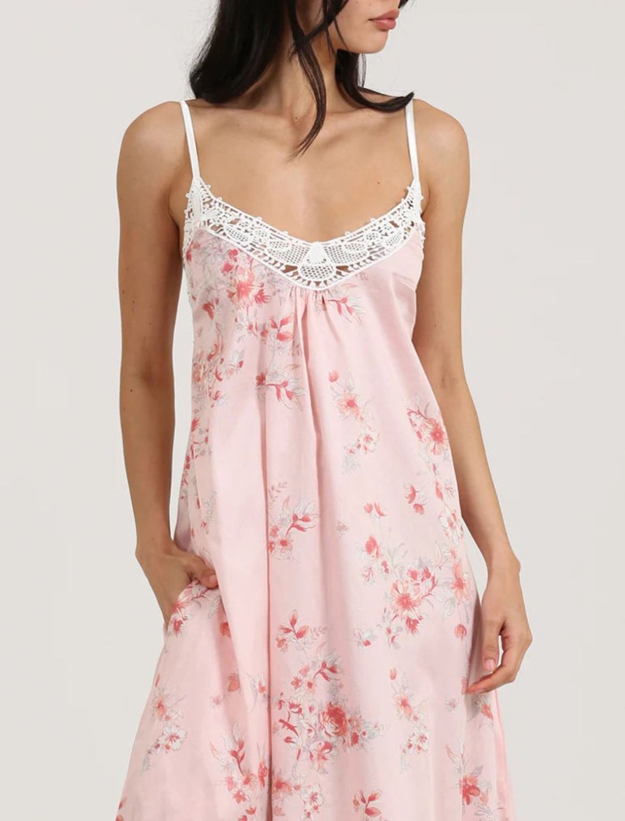 Sleepwear Papinelle | Papinelle - Jardin Lace Front Maxi Nightie Pink