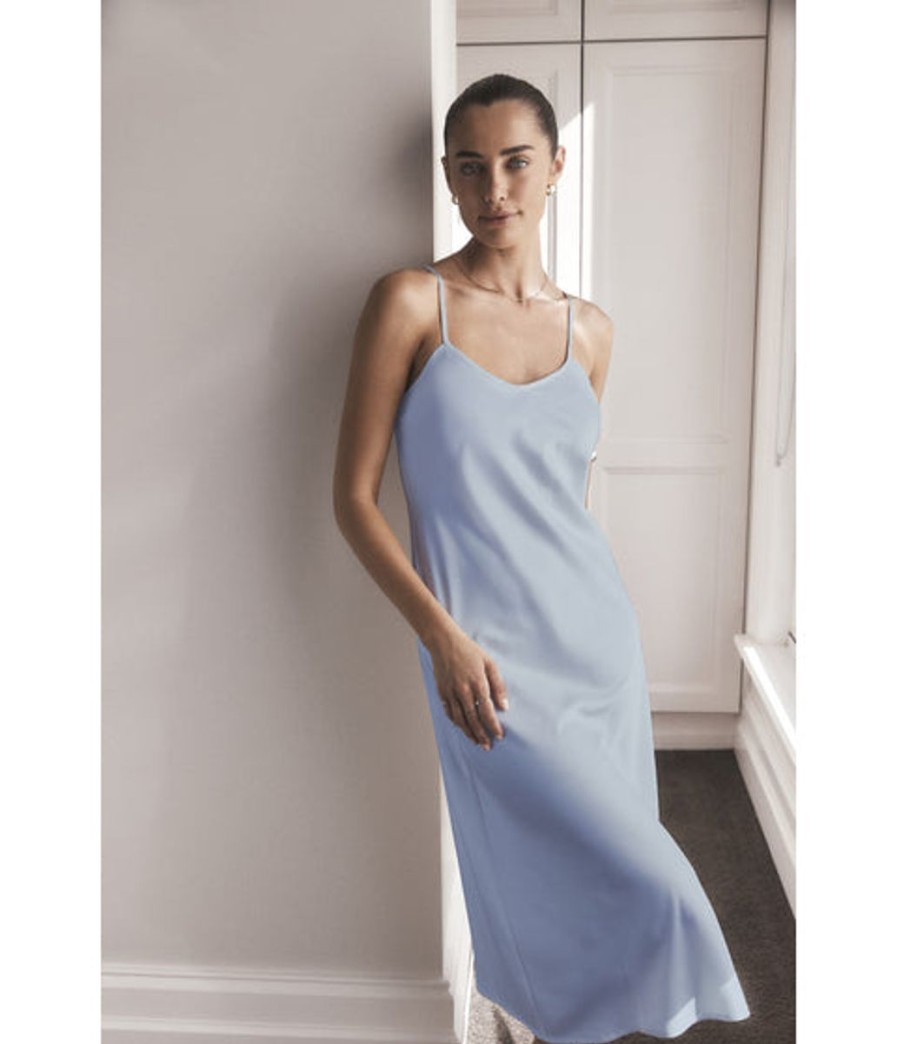 Sleepwear Gingerlilly | Gingerlilly - Petra Linen Dress Blue