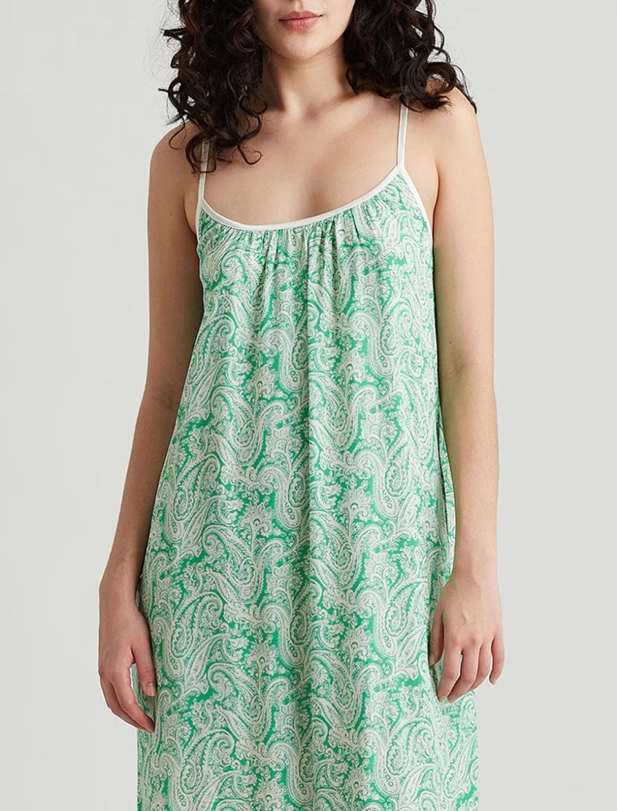 Sleepwear Papinelle | Papinelle - Sophia Paisley Strappy Midi Nightie Spearmint