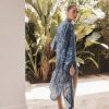 Sleepwear Gingerlilly | Gingerlilly Palm Print Cotton Robe Blue