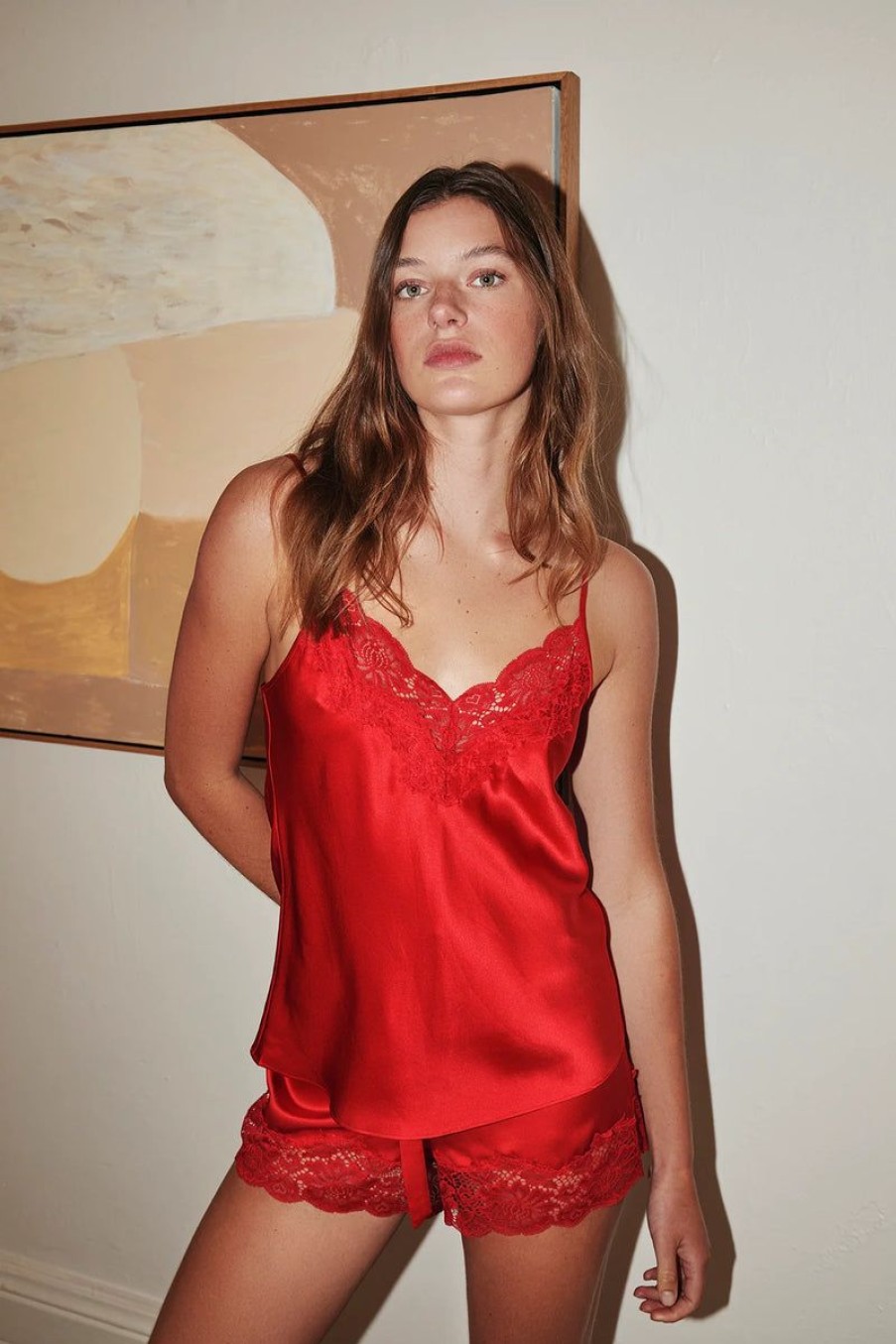 Silks GINIA | Ginia - Silk Lace Cami Red Chili